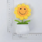fleurs crochet jaune rose multicolore pot plastique feuilles vertes decoration maison creative enfantine