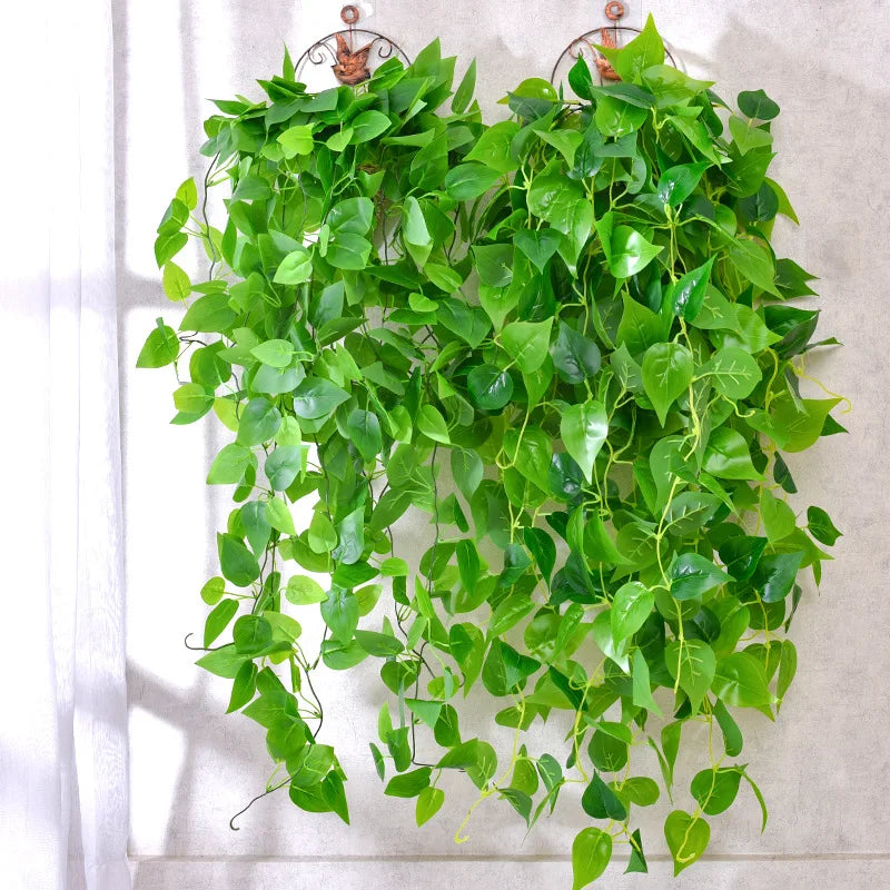 plante artificielle feuilles vertes brillantes moderne 105cm accroches extérieur décoration verte vigne intérieureextérieur