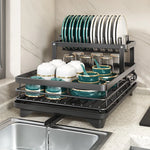 étagère vaisselle moderne métal noir clips assiettes verres coupelles cuillères couteaux planche découper
