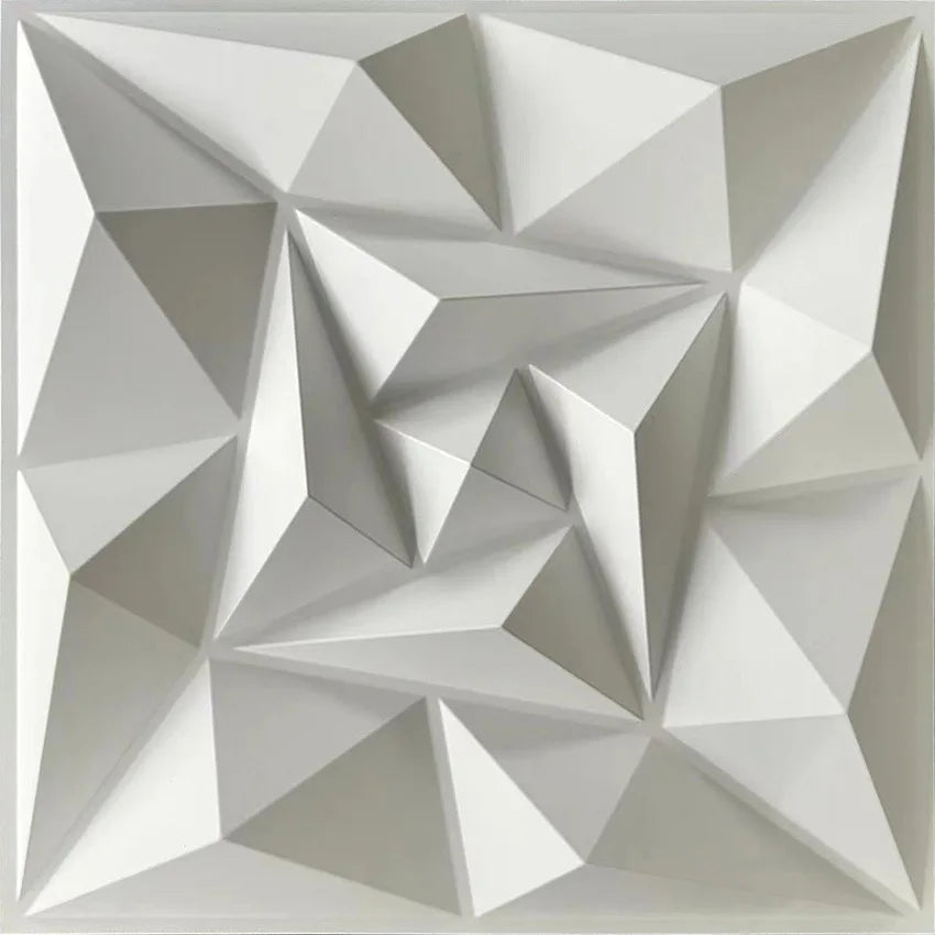 décoration murale panneau 3d blanc triangles géométriques moderne imperméable résistant humidité 30x30cm