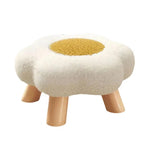 tabouret fleur pieds bois coussin peluche doux moderne rose vert jaune rouge chambre