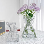 vase transparent verre texturé moderne intérieur décoration florale artificielle minimaliste table accueil