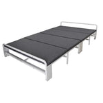 lit pliant moderne gris blanc tissu uni roulettes chambre coucher minimaliste tapis sol