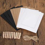 guirlande photo cartes pinces linge noir marron blanc rustique décoration chambre corde jute