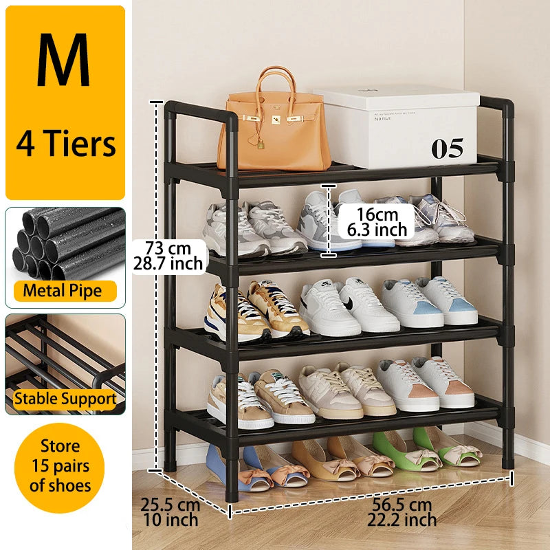 étagère chaussures noire moderne multi niveaux grande capacité chambre entrée garage salon