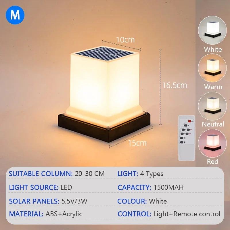 lampe solaire led moderne ip65 étanche télécommande noir blanc abs