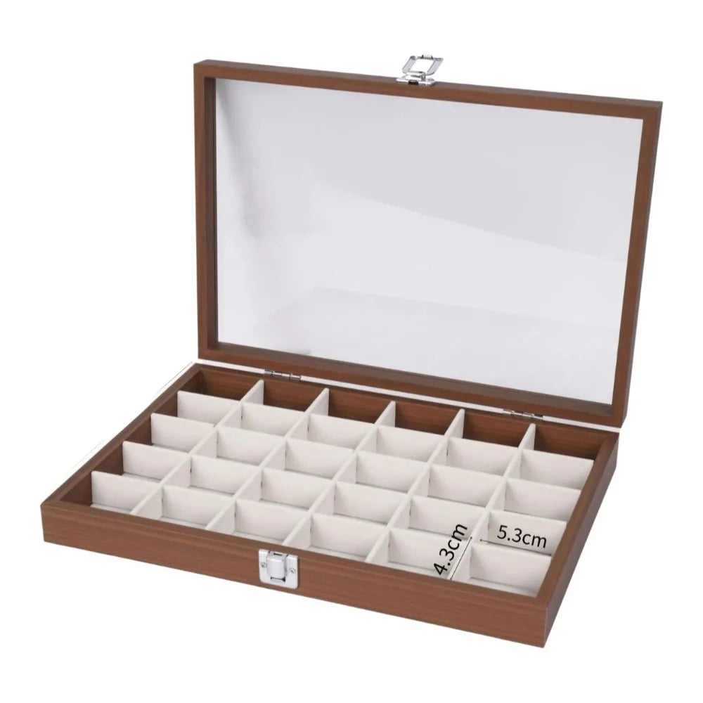 boîte bijoux moderne blanc marron neutre réutilisable clapets 12 18 24 30 grilles