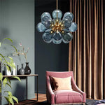 Suspension lumineuse boules vertes moderne ampoules led blanc doré floral