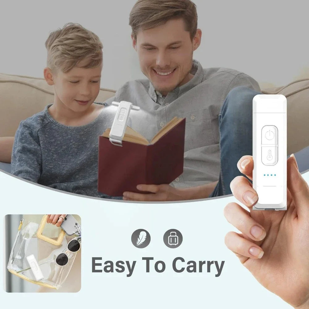 lampe lecture rechargeable led clip portable blanc trois couleurs adjustable charge type