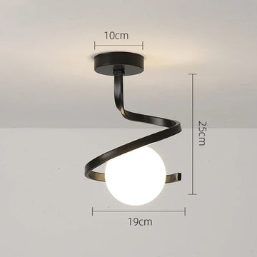 lampe suspendue or noir spirale moderne scandinave led éclairage intérieur chambre salon