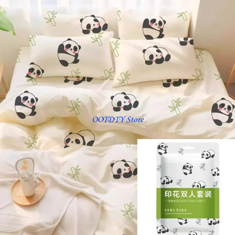 draps jetables blanc panda bambou moderne opaques drap taie oreiller maison usage unique