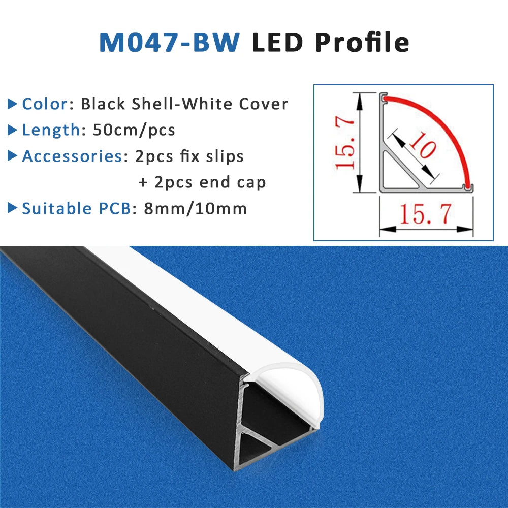 bande led profil aluminium 50cm flexible moderne adhésif opaque silver white