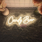 enseigne lumineuse néon Candy Bar blanc décoration chambre enfants mur opaque moderne
