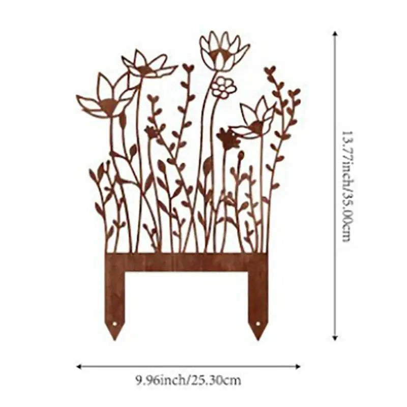 plaque métallique décorative moderne motif papillon fleur cactus marron rustique