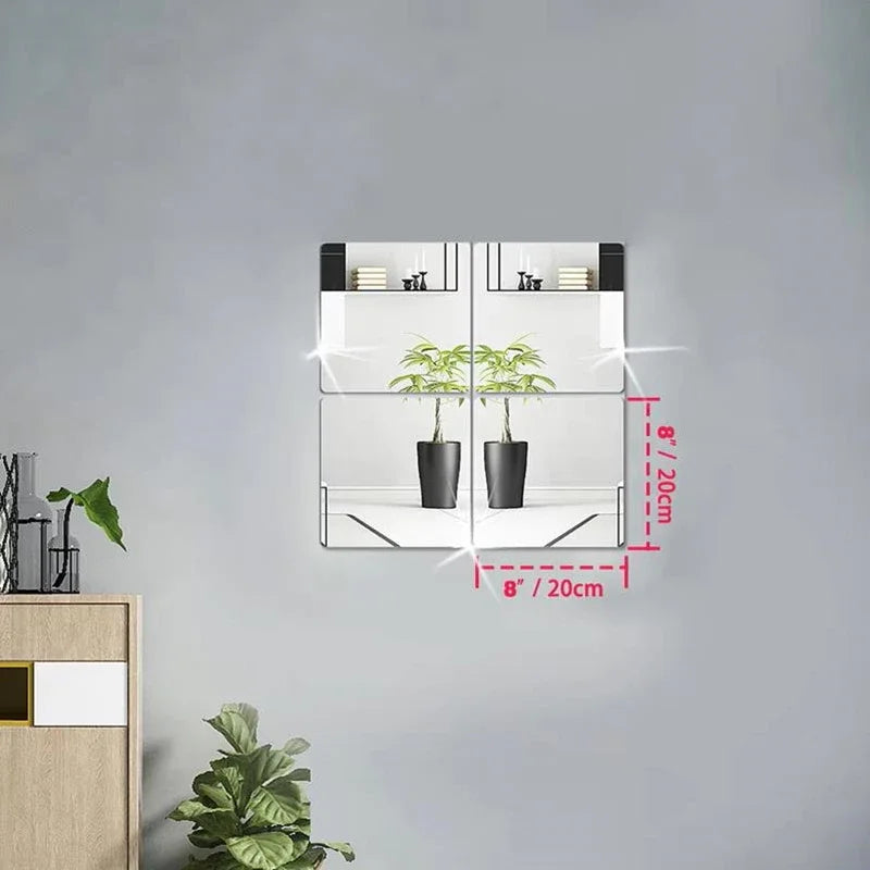 miroirs auto adhésifs modernes transparents noir blanc 20cm 30cm décoration murale pièces