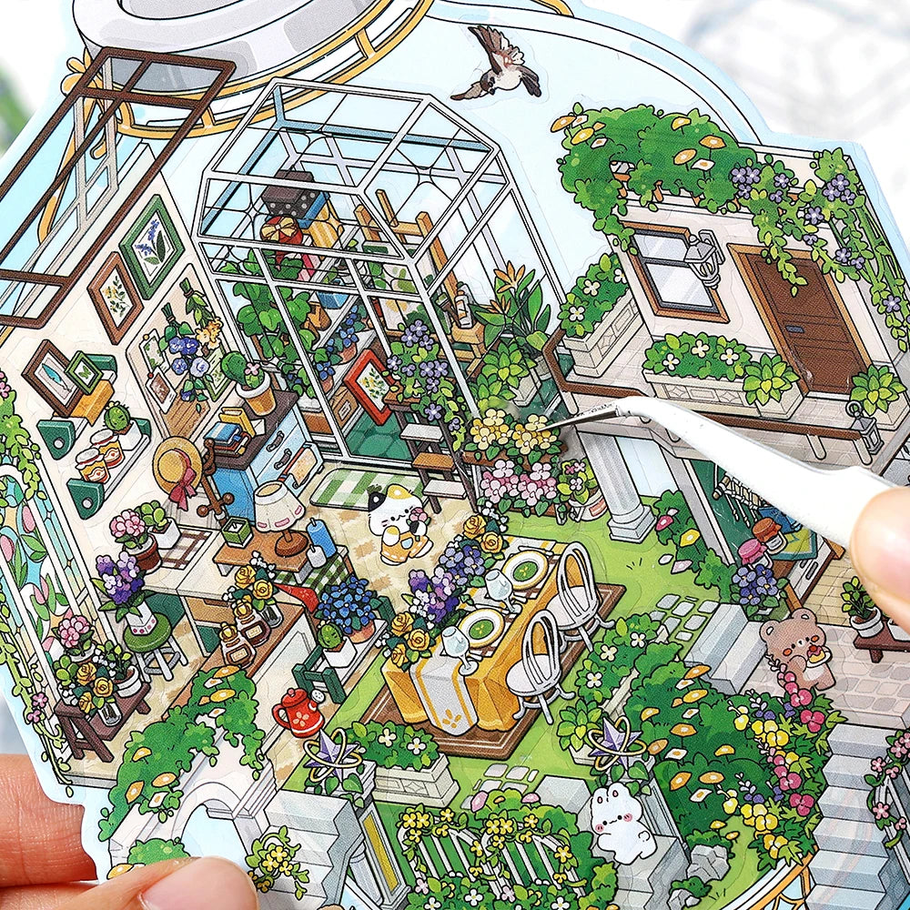 puzzle 3d adhésif illustration miniature meubles animaux structures variées enfants