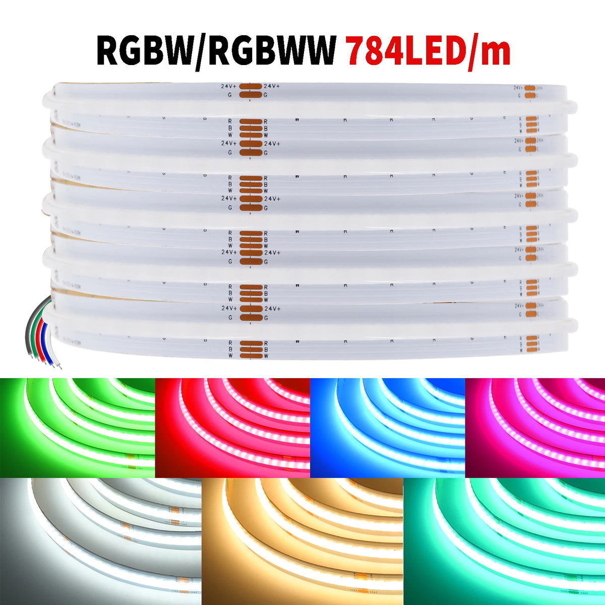 Ruban led flexible rgbw rgbww 24v 784 leds adhésif moderne salon