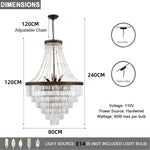 lustre pendentif cristal or élégant salle manger hall lumière froide neutre chaude