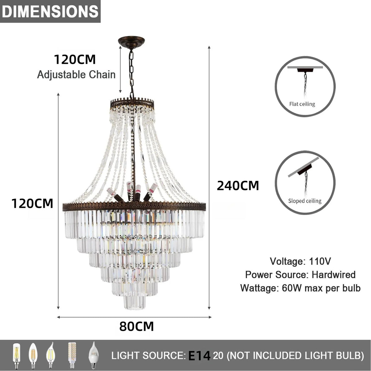 lustre pendentif cristal or élégant salle manger hall lumière froide neutre chaude