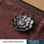 support encens fleur lotus métal noir doré artisanal traditionnel sans fixation brûleur encens salon