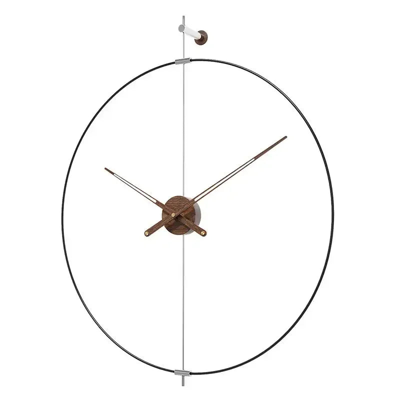horloge murale moderne aiguille quartz noir cuivre bois visuelle unique minimaliste salon