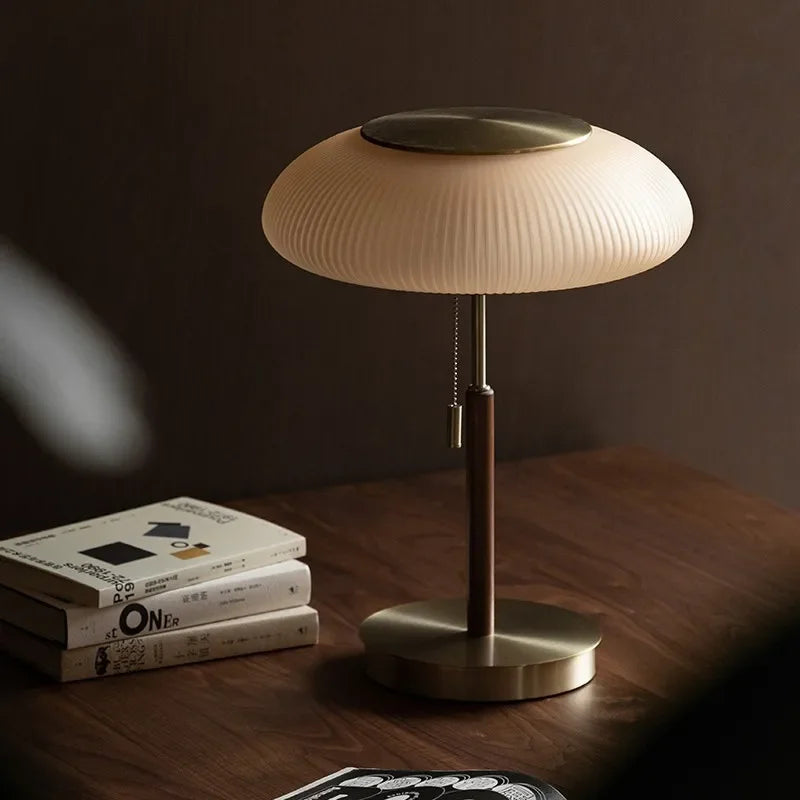 lampe table moderne or bois plissée sans grille opaques led 3000k 6000k