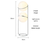 lampe sol moderne sphères translucides blanc chrome nordique minimaliste led acrylique