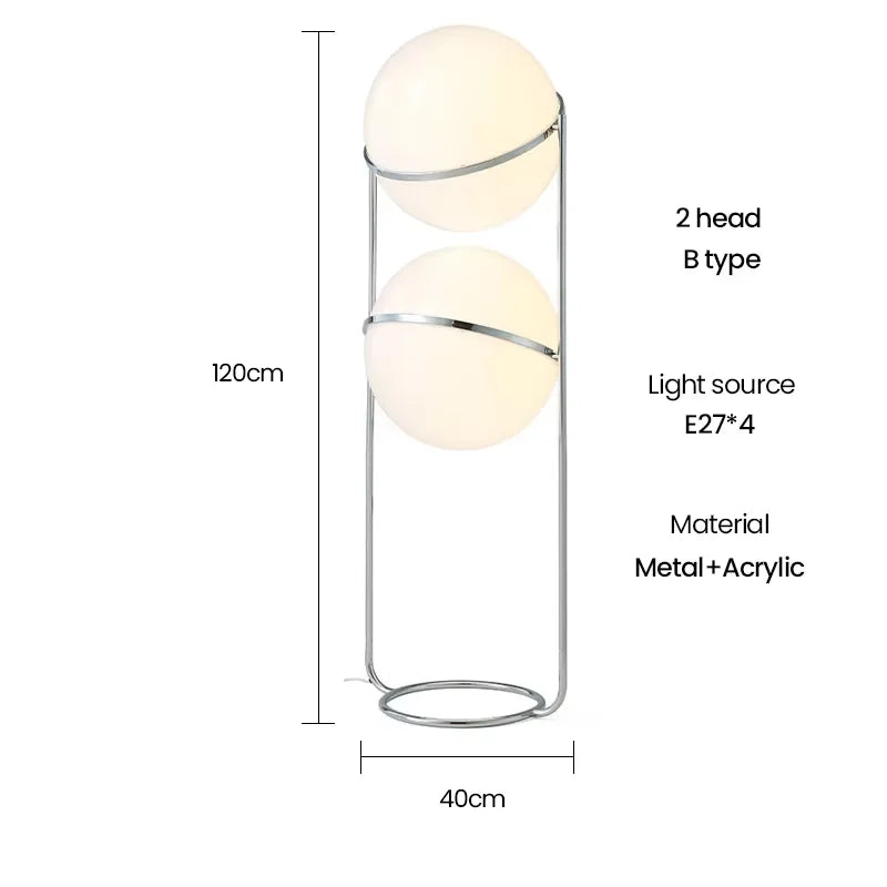 lampe sol moderne sphères translucides blanc chrome nordique minimaliste led acrylique
