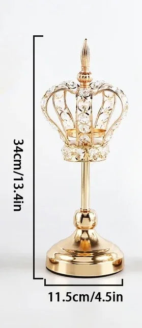 décoration maison bougeoirs couronne or cristaux métal transparent royal glamour