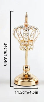 décoration maison bougeoirs couronne or cristaux métal transparent royal glamour