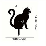 statue extérieure chat noir silhouette moderne brillante minimaliste tringle fixée jardin