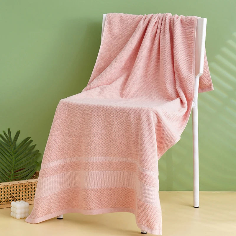 serviettes bain coton rose clair blanc bleu marine rayures horizontales classiques 70x140cm 34x74cm