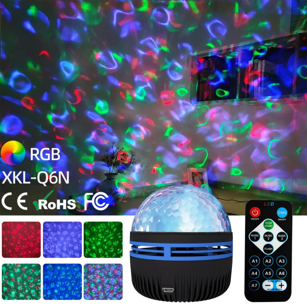 projecteur ambiance galaxie led télécommande motifs lumineux multicolores moderne relaxant
