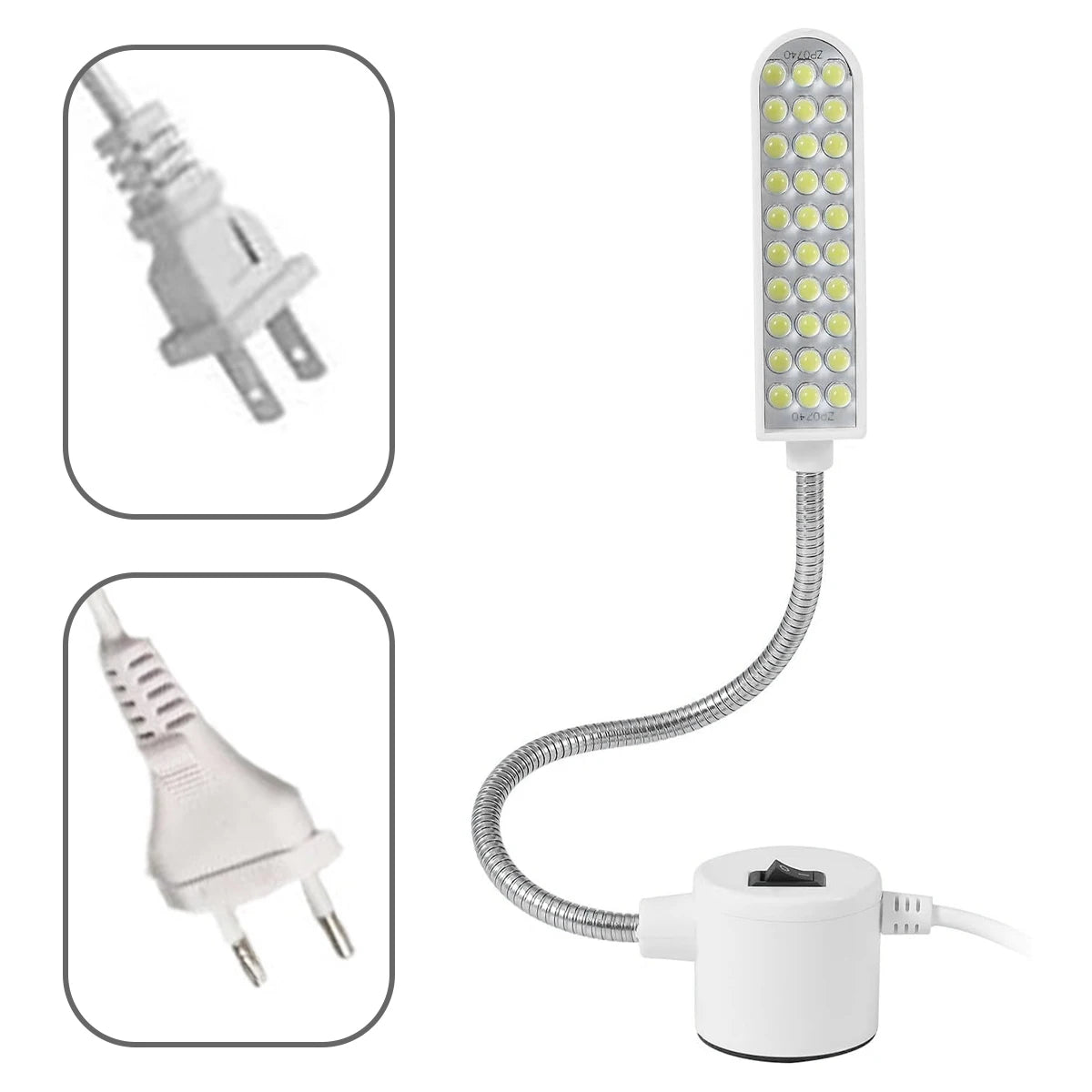 lampe machine coudre led aimant blanc moderne interrupteur câble flexible travail