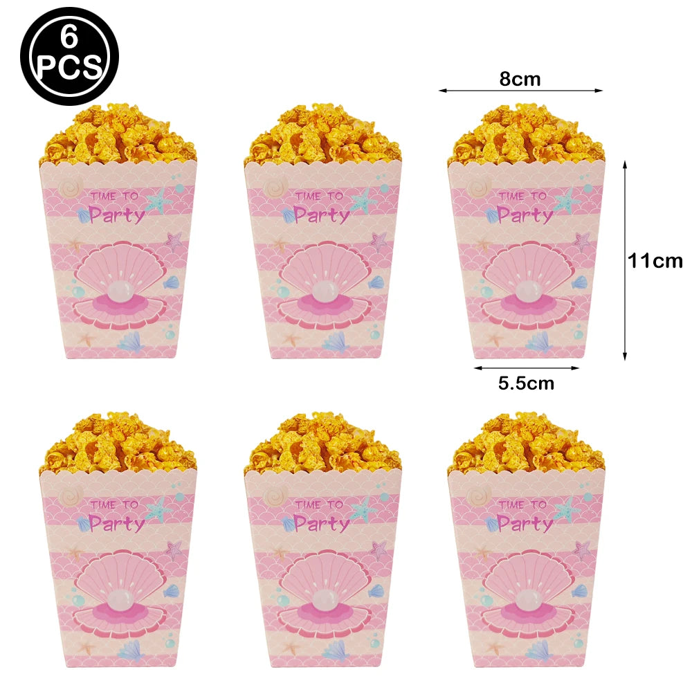 boîtes popcorn papier sirène bleu rose blanc fête anniversaire mariage poissons bulles