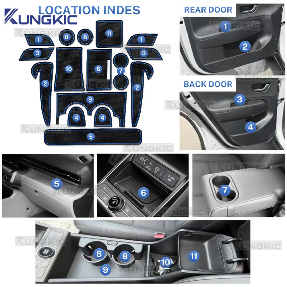 tapis sol antidérapant adhésif hyundai kona ev 2024 2026 noir rouge moderne pvc