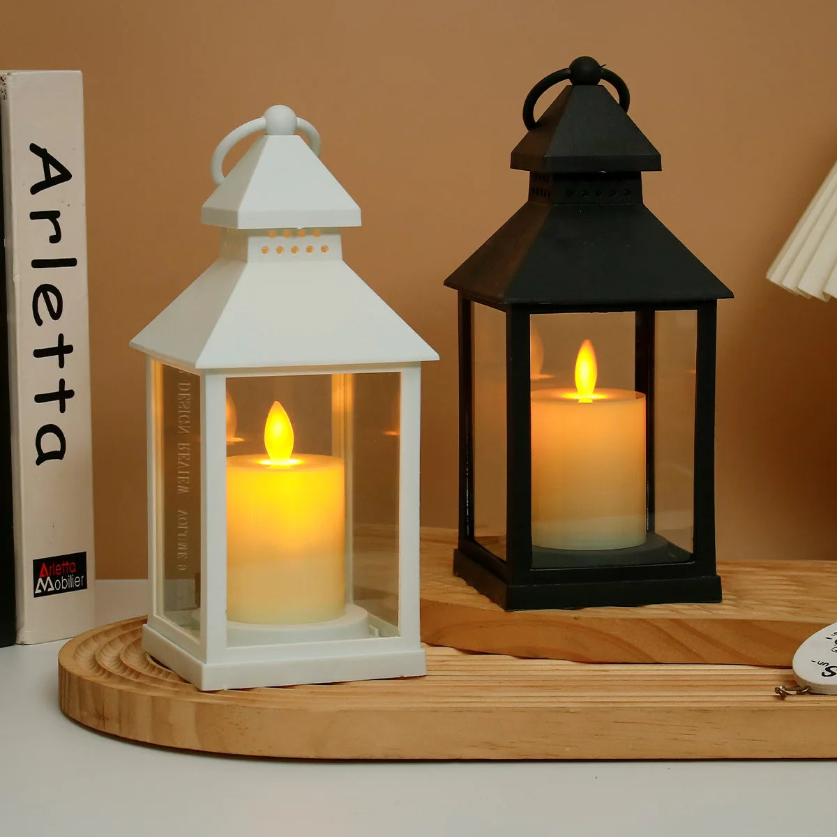 lanterne led transparente classique blanc noir decoration noel camping extérieur ambiance festive