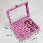boîte bijoux velours blanc gris rose rangements boutons pression classique.storage box bijoux