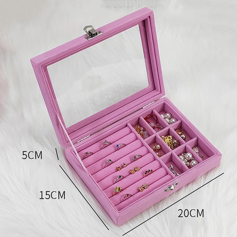 boîte bijoux velours blanc gris rose rangements boutons pression classique.storage box bijoux