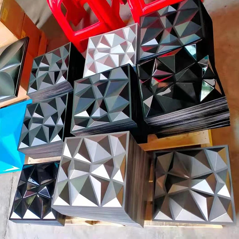 panneau décoratif 3d moderne triangles géométriques blanc adhésif opacité plastique