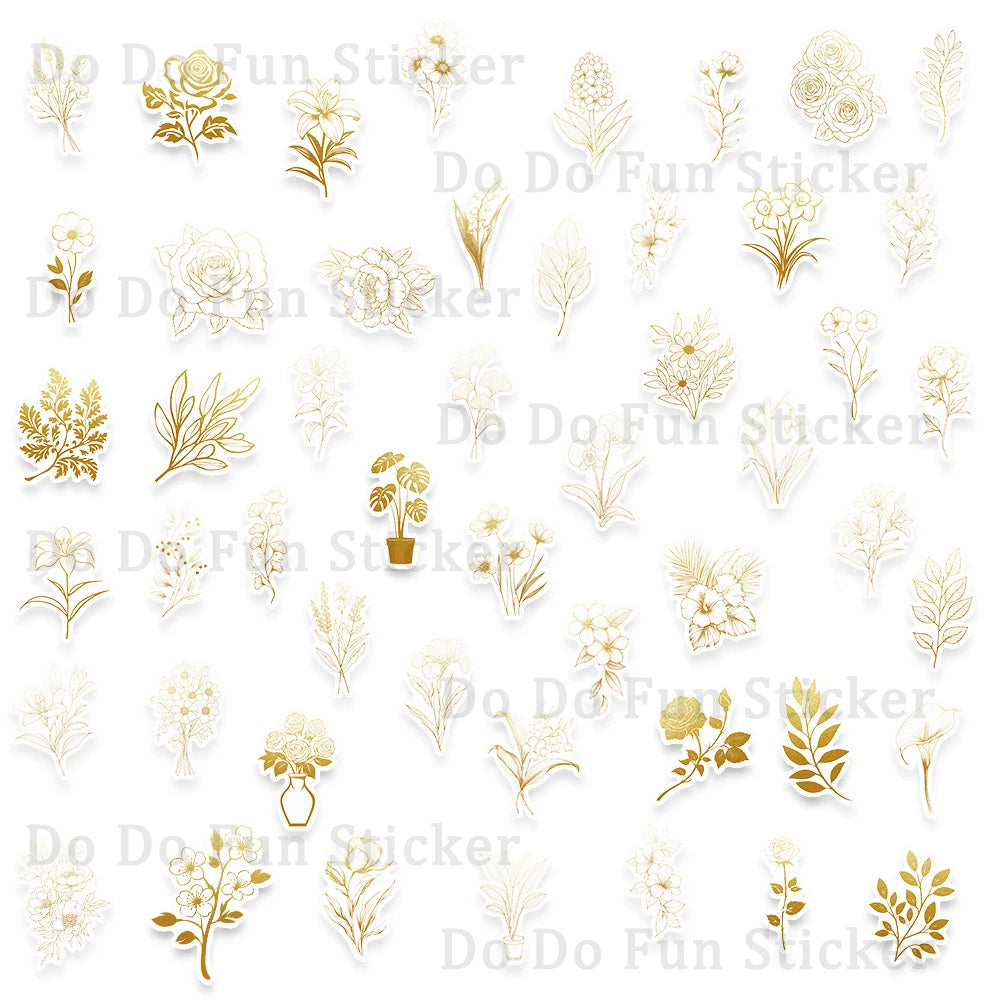 sticker floral or botanique élégant minimaliste adhésif décoration mug assiette plateau