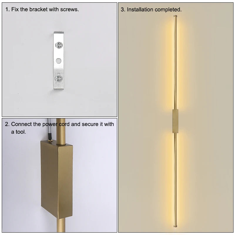 lampe murale dorée moderne 120cm led facile chambre salon vis