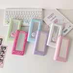 porte cartes kawaii floral rose vert bleu violet blanc cartes autocollants(chainette)