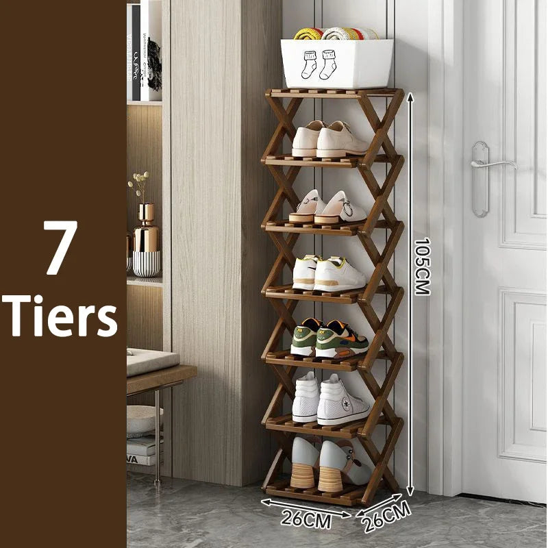 étagère pliante chaussures bois naturel moderne rangement entrée sans installationversible