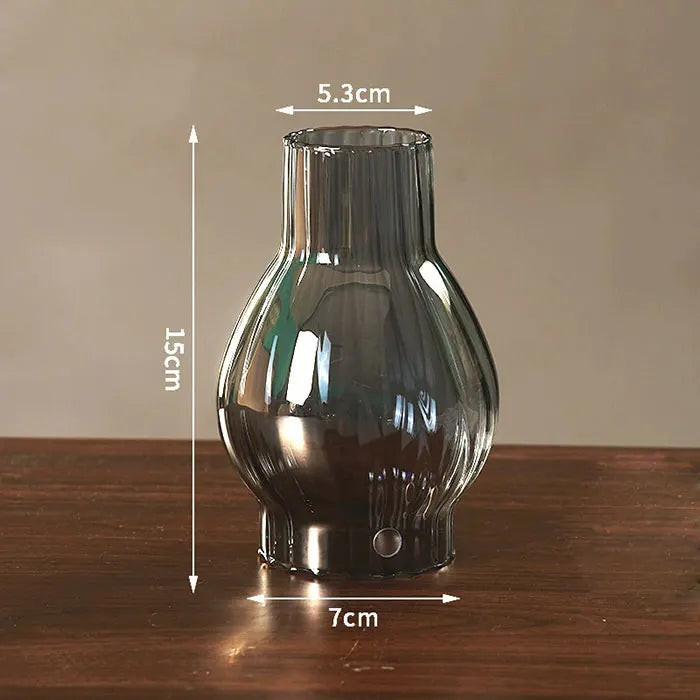 lampe poser moderne transparent base bois brun doré ridées minimalistes