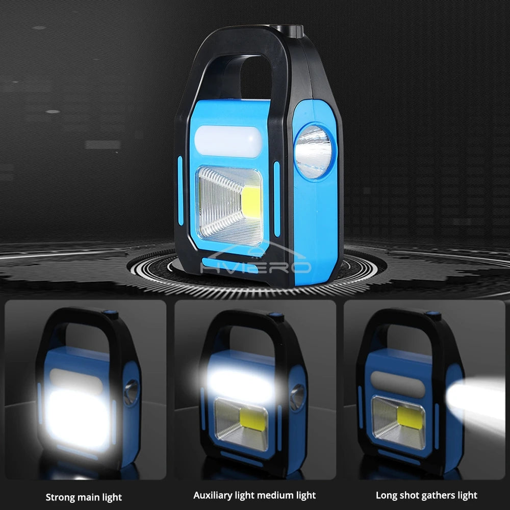 lampe portable solaire rechargeable urgence modes lumière camping extérieure bleu led cob