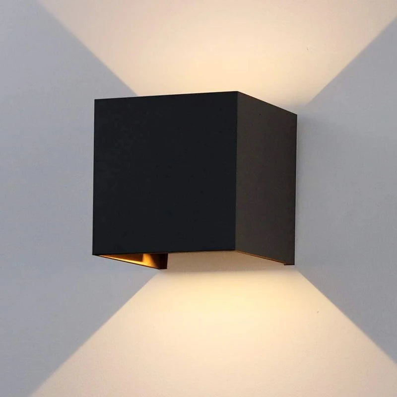 lampe murale moderne led 12w noir mat ip65 verre trempé aluminium