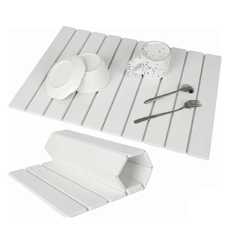 tapis pliable séchage rapide vaisselle rayures horizontales moderne respectueux environnement blanc absorbant eau diatomées