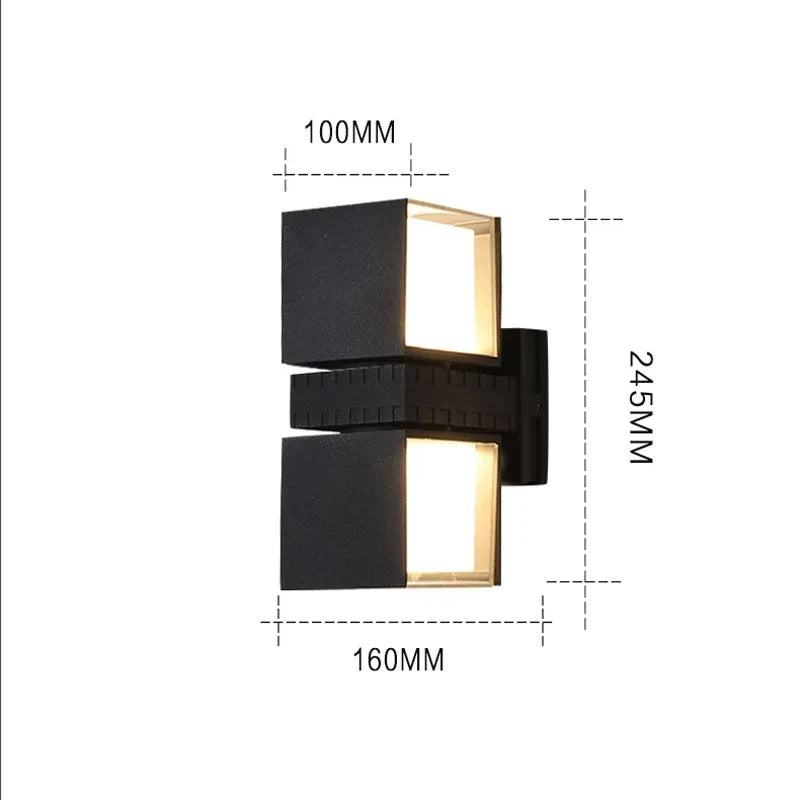 applique murale moderne led noir doré texture mat étanche extérieur