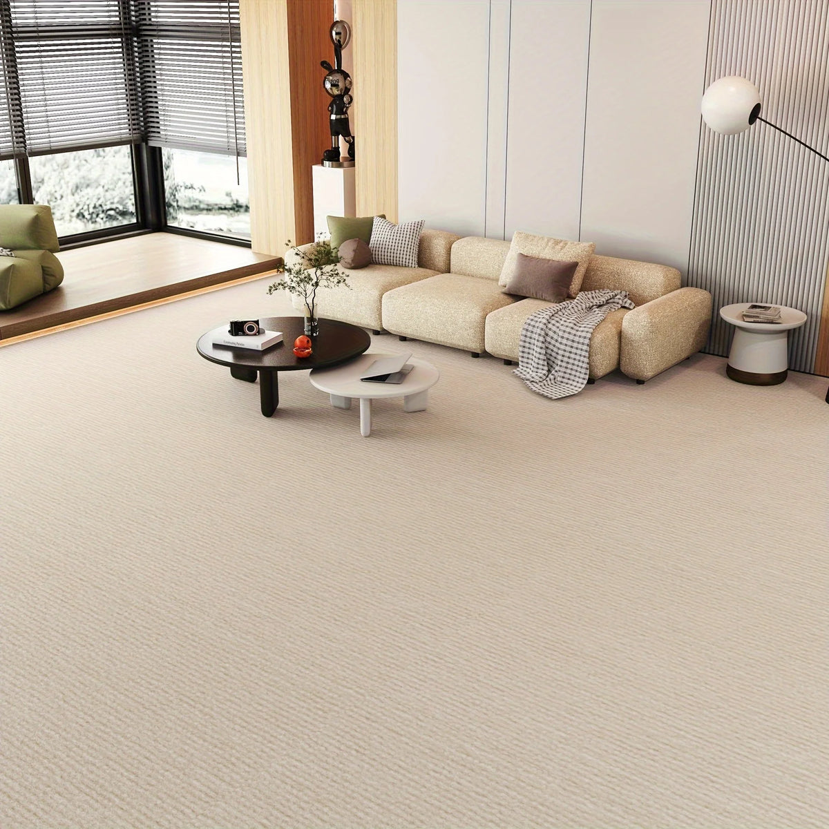 tapis rayures horizontales texture tridimensionnelle 40cm 300cm gris foncé gris clair moderne minimaliste adhésif